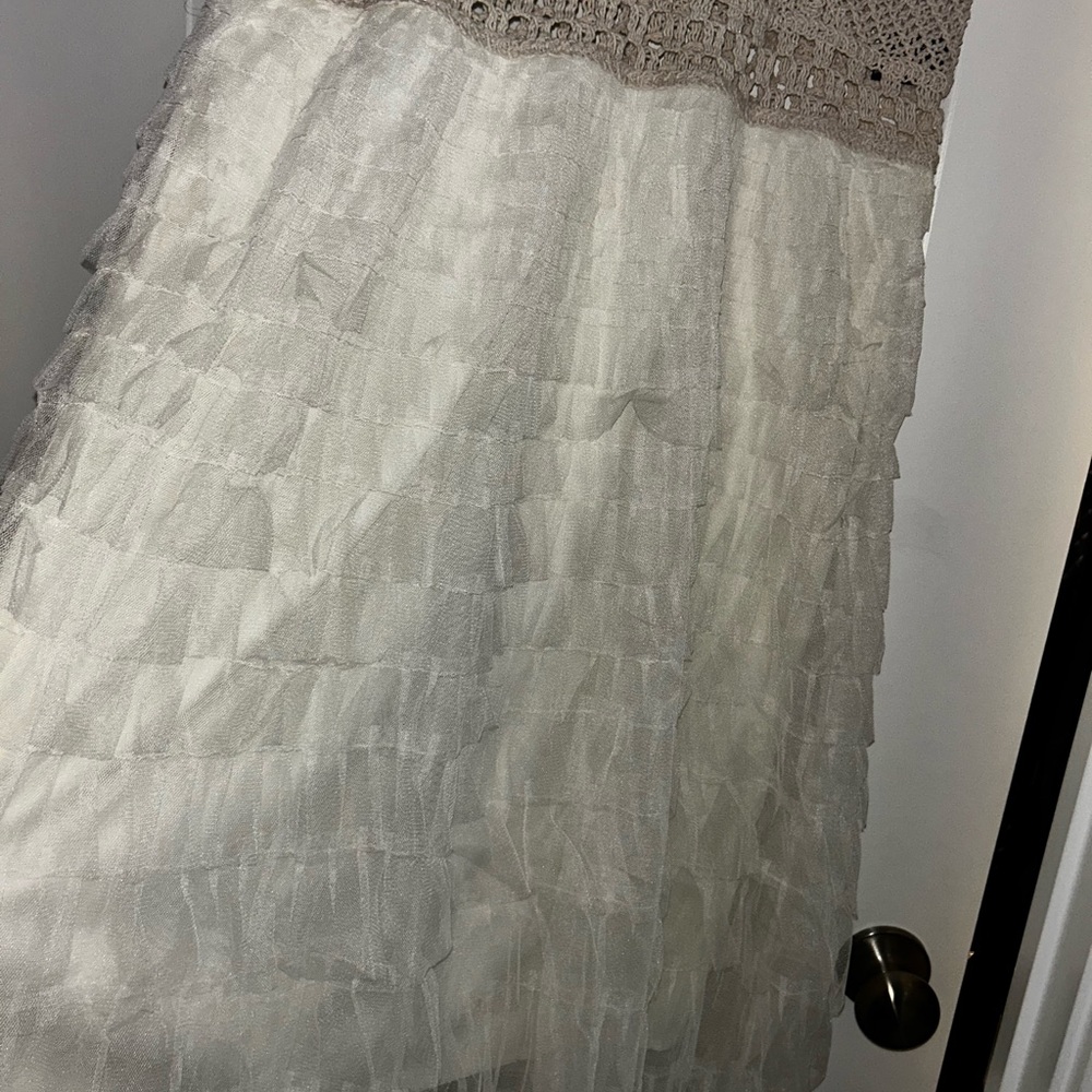 NW BAG- POL Cream Lined Ruffle Slip Dress - Picture 7 of 13